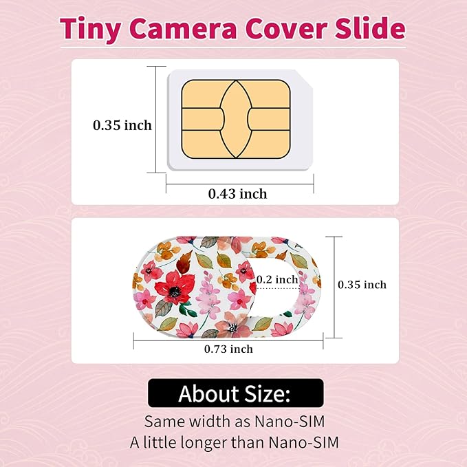 Yilador Laptop Camera Cover Slide Cute (6 Pack), Ultra Thin Webcam Cover for iPhone iPad MacBook Pro Computer iMac Cell Phone PC Accessories, 0.03" Camera Blocker Slider, Great for Privacy - Flowers