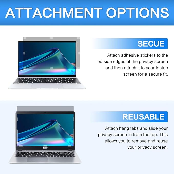 ZOEGAA 16 Inch Laptop Privacy Screen Filter for 16:10 Widescreen Display 13.54"x8.45" - Laptop Screen Privacy Shield and Anti Blue Light Anti Glare Screen Protector