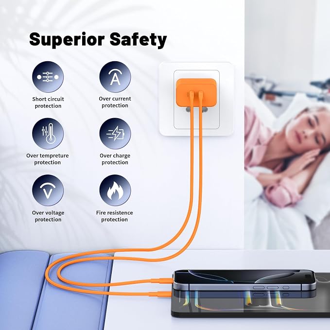 QZIIW Super Fast Samsung Charger Type C,45W Dual Port USB C Fast Charger Block [2-Pack] & Extra Long 60W 3/6/6/10FT USB C Cable - PD Quick Charging 3.0 for Samsung Galaxy S25 Ultra/S24+/S23 iPhone 17