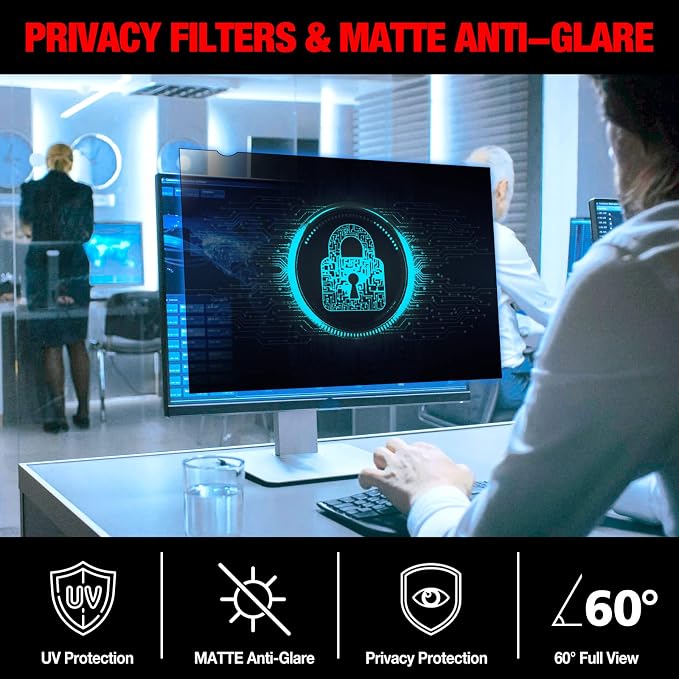 Computer Privacy Screen Filter for 23 Inch 16:9 Widescreen Monitor, Anti-Spy/Anti Glare Protector Office Accessories - WxH: 20 1/16" x 11 5/16" (509mm x 286mm)