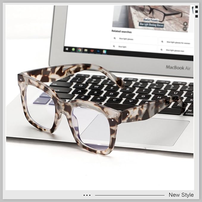 Ovresized Blue Light Blocking Glasses for Women Men Square Computer TV Eyeglasses