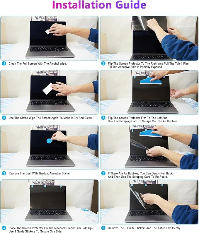 PYS 4-Way Privacy Screen for MacBook Pro 14 Inch (2024-2021, M4, M3, M2, M1) - 360° Anti-Spy Filter, Matte Anti-Glare Protector, Scratch-Resistant Film, Laptop Privacy Filter Shield