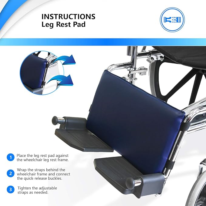 NYOrtho Wheelchair Leg Rest Pad – Cushioned Calf Support & Lower Leg Stabilizer – Non-Slip Vinyl Wheelchair Accessory with Quick-Release Straps, Easy to Clean, Pressure Relief – 16x9 in - Made in USA