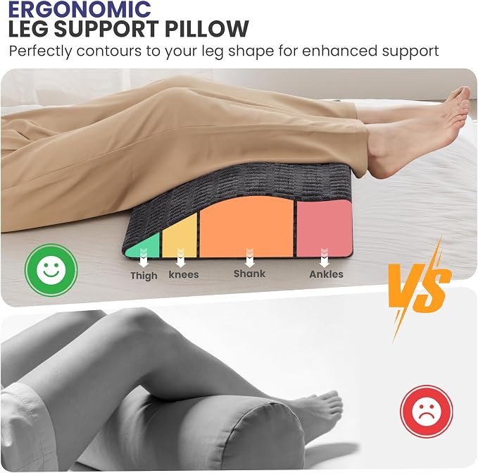 idee-home Recliner Leg Rest Cushion, Recliner Footrest Extender Pillow with Removable Corduroy Cover, Multi Purpose Ergonomic Foot Pillow Back & Lumbar Support Cushion for Bed Sofa Couch, Grey