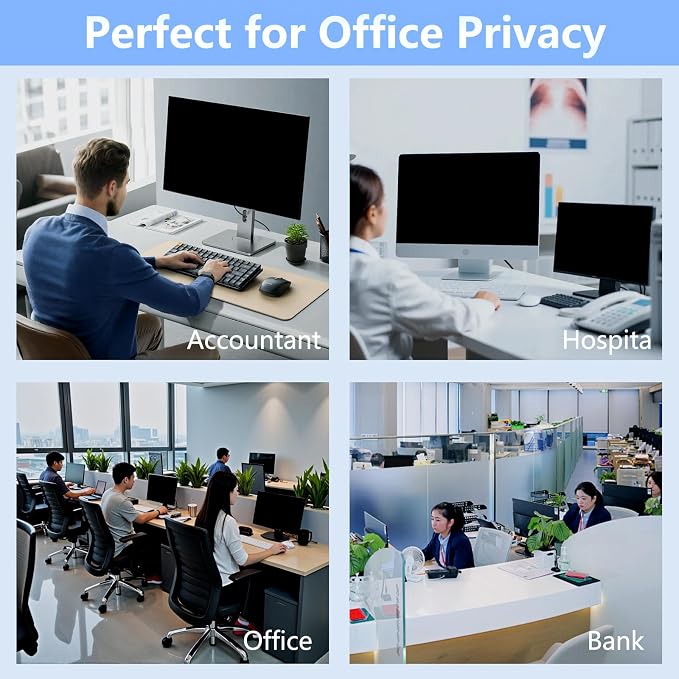 24 Inch Privacy Screen for Computer Monitor Hanging Removable Privacy Filter for 16:9 Aspect Ratio, Anti-Glare Anti-Spy Blue Light Shield, No Adhesive Easy Install 24in Computer Screen Privacy Shield (1 Pack)