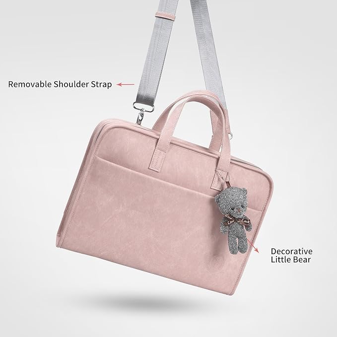 Protective Sleeve Case Bag Compatible with MacBook Pro 16 Inch, 15.6 inch, HP, Dell, Acer Aspire, Asus Notebook, Computer Bag with Shoulder Strap,Pocket,Handle, Pink