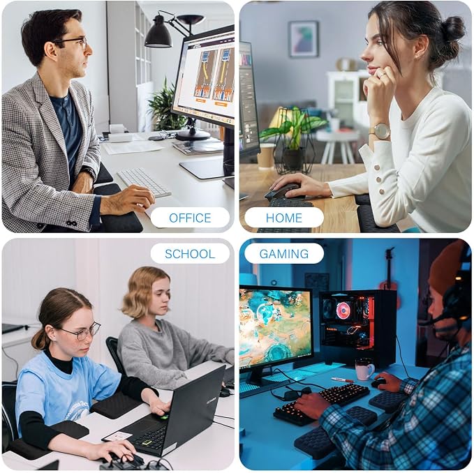 L-Shaped Desk Edge Cushion, 2-Piece Elbow Pad for Desk with Ergonomic Memory Foam Support,Non-Slip Arm Rest Pad, Wrist Rest for Computer Keyboard Office Home Black