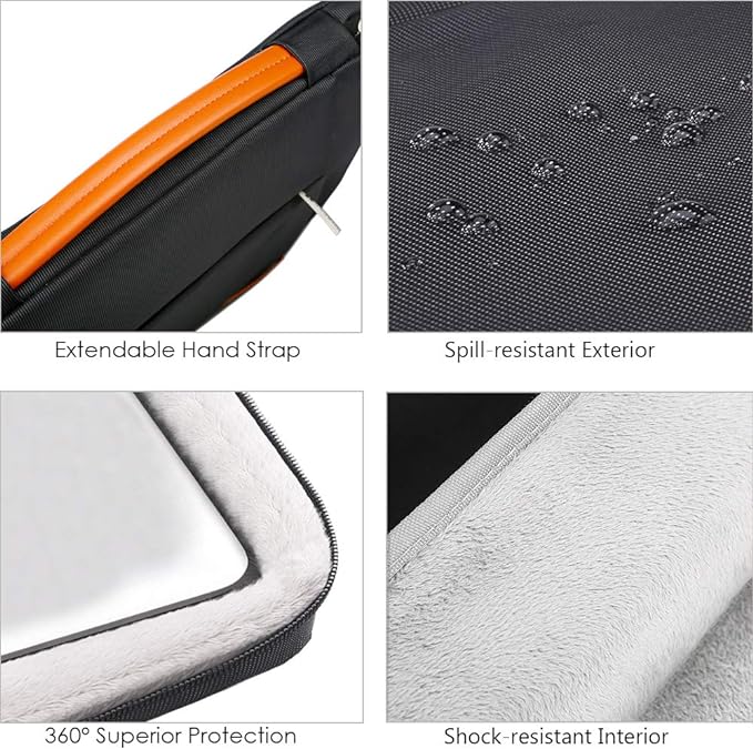 Lacdo 360° Protective Laptop Sleeve Case for 16 inch MacBook Pro M5 Pro/Max A3428 A3429 (2026), M4/M3/M2/M1 A3403 A3186 A2991 A2780 A2485 A2141, 15 inch Surface Laptop 7/6/5/4/3 Computer Bag, Black