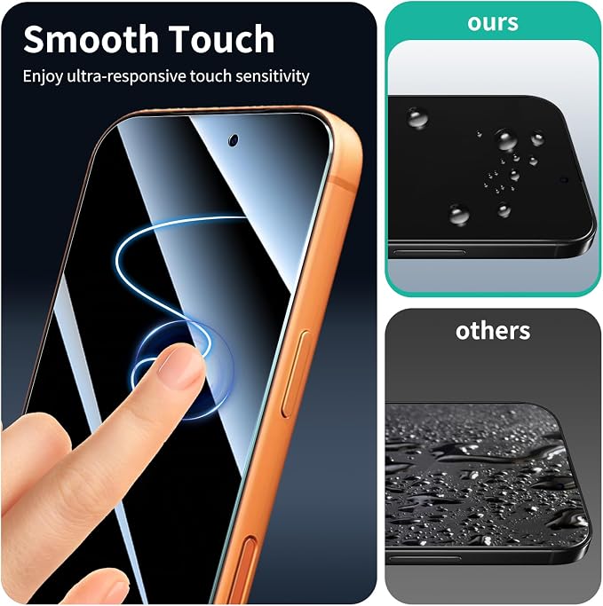 3-Pack Privacy Screen Protector for iPhone 17 Pro Max/16 Pro Max, Anti-Spy Tempered Glass Film, Dark Private Black Protection, 9H Hardness, Anti-Scratch, Bubble Free, Case Friendly