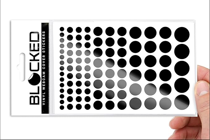 Blocked Original Vinyl Webcam Cover Stickers | Restickable & Stackable Privacy Covers | for All Camera-endable Devices | 5-Sizes | 95 Black (Ultra Glossy)