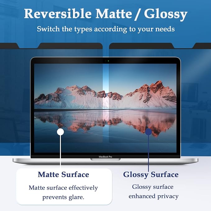 Magnetic Privacy Screen Designed for MacBook Pro 13 Inch (2016-2022, M1,M2) & MacBook Air 13In (2018-2021, M1), Removable Matte Anti Glare Blue Light Filter HD Clarity 13.3" Mac Laptop Private Shield