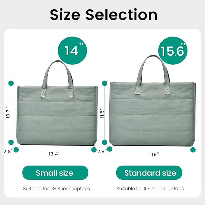 14 Inch Laptop Bag, Water-Repellent Fabric, Compatible with MacBook Pro 14 Inch, MacBook Air, Lightweight Laptop Case for Work, Travel, Study, Mint Green