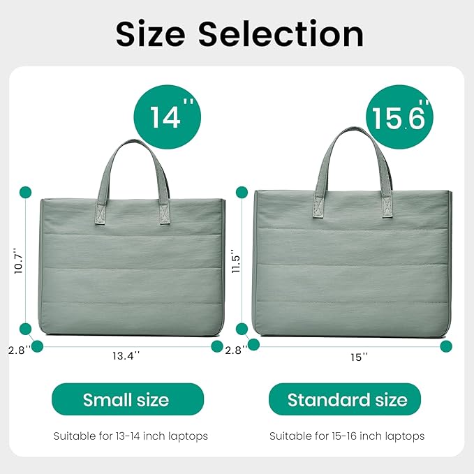 Laptop Bag for Women/Men, Water-Repellent Fabric, Compatible MacBook Pro 16 Inch, 15.6 Inch HP, Dell, Acer Aspire, Asus Notebook, Lightweight Laptop Shoulder Bag Carrying Case, Mint Green