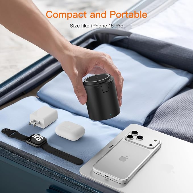 2026 Foldable 3 in 1 Wireless Charging Station,for Apple Magsafe Charger Stand,Fast Magnetic Wireless Charger Station for iPhone 1716 15 14 13 12 Series,Airpods Pro,Apple Watch Ultra Series (Pink)