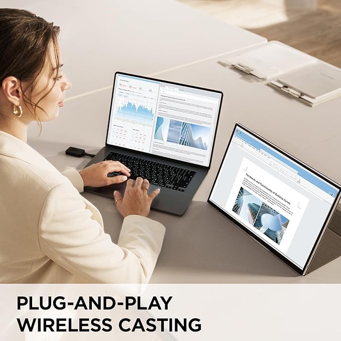 ViewSonic VG1656N 16 Inch 1200p Wireless Portable Monitor, IPS for Improved Workflows and Second Screen Productivity, Built-in Stand and Battery, 60W USB-C, and WiFi Dongle Inputs