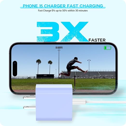 Apple iPhone 17 16 15 Charger Fast Charging [Apple MFi Certified]3Pack 20W USB Type C Charging Block with Long 6 FT Fast Charging Cable for iPhone 17/17 Air/16Pro/Pro Max,iPhone 15/15 ProMax/Plus/iPad