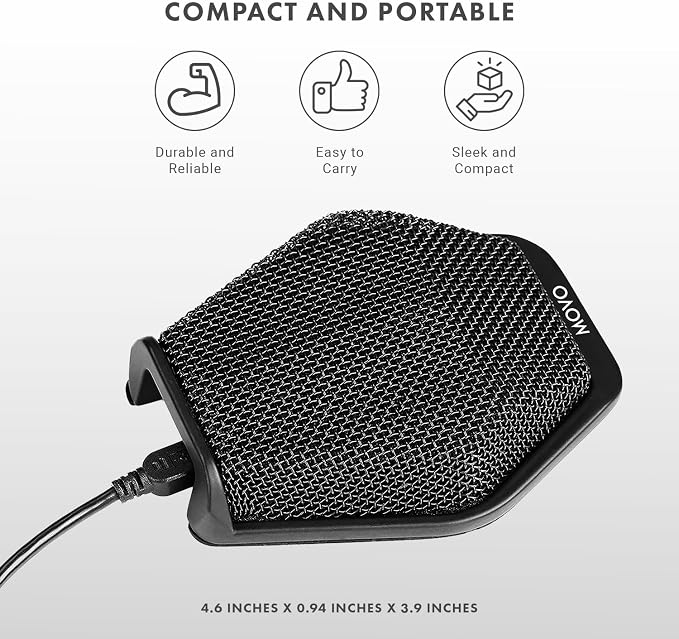 Movo MC1000 Conference USB Microphone for Computer Desktop and Laptop with 180° / 20' Long Pick up Range Compatible with Windows and Mac for Dictation, Recording, YouTube, Conference Call, Skype