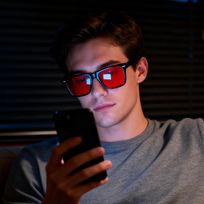 ViewJoy Sleep Glasses 99.9% Blue Light Glasses Dual AR Coatings Amber Orange Lens for Computer Gaming Reduce Eyestrain