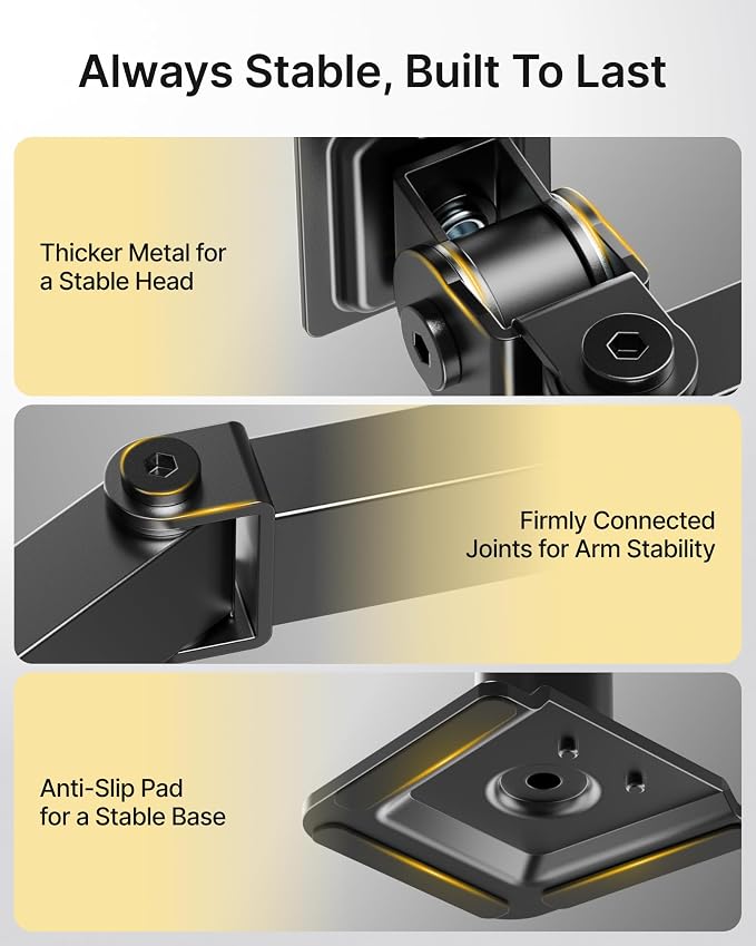 monTEK Heavy Duty Dual Monitor Stand for 17–32" Monitors, Stable Desk Mount with 22 lbs per Arm, Fully Adjustable Articulating Monitor Arm with Clamp & Grommet Base, VESA 75x75/100x100