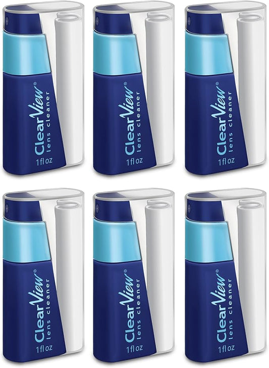 Portable Lens Cleaner Kit – Eyeglass Lens Cleaner Spray Kit with Refillable Spray + Microfiber Cloth, Compact Eye Glass Cleaners Spray, Safe for All Lenses, Travel Size Cleaning Set (6 Pack)