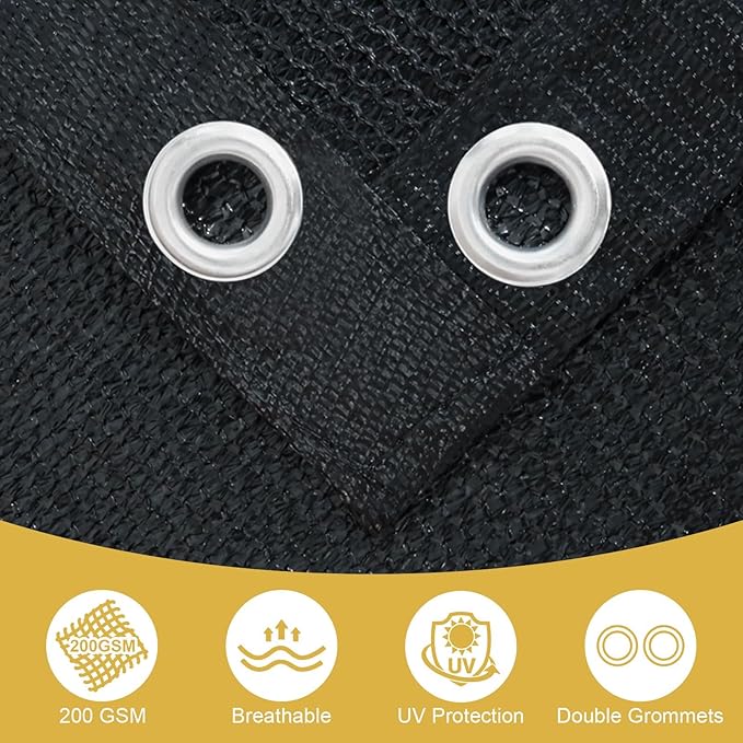 Shade&Beyond 90% Sun Shade Cloth with Grommets, 10' X 12' Pergola Shade Cover Canopy, Mesh Tarp Sun Screens for Patio, Outdoor, Garden, Backyard, Black