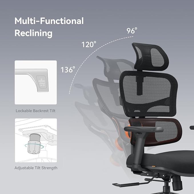 Newtral Office Chair Ergonomic - Home Office Desk Chair, Back Pain Chair with Auto-Following Lumbar Support, 4D Armrest, Seat Depth and Height Adjustable