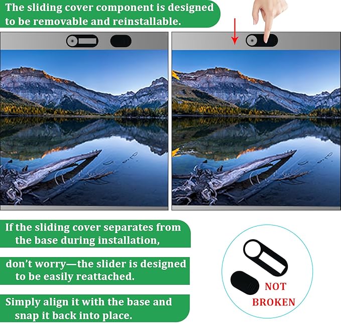 Laptop Camera Cover, 0.027 Inch Ultra Thin Camera Cover, Webcam Privacy Cover Fits on Computer, Laptop, MacBook, PC, Cell Phone, iPhone, iPad, iMac, Tablet, Black Web Cam Cover Sliders (9 Pack)