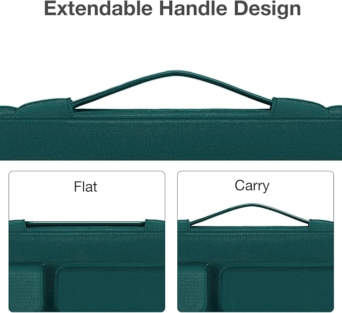 MOSISO 360 Protective Laptop Case 13.3 inch, 13-13.3 inch Laptop Sleeve Compatible with MacBook Air/Pro 13 / Pro 14, HP Dell ASUS Lenovo, Side Open Bag with 2 Raised&1 Flapover Pockets, Teal Green