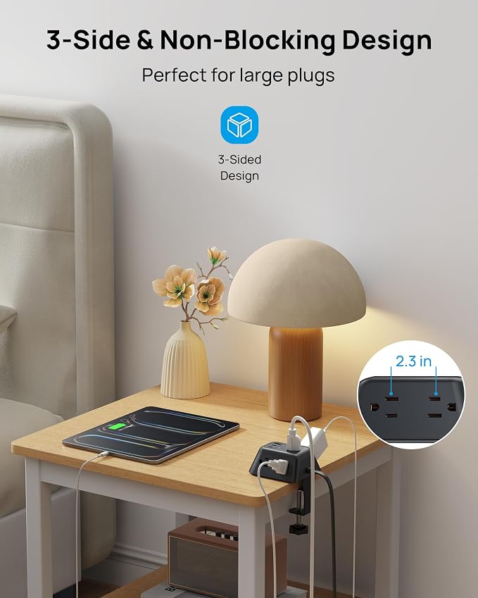 TROND Desk Clamp Power Strip with USB C PD 20W, Desk Surge Protector with 5 AC Outlets, Desktop Charging Station, Fit 1.97in Tabletop Edge Thick, Extension Cord 6ft for Home Office Accessories, Black