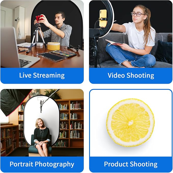 Selens Black White Backdrop 59x78.7inches Pop Up Collapsible Background with Carrying Bag for YouTube Streaming Photo Studio Portrait Indoor Photography Foldable Pop Out Panel Reversible Backdrop
