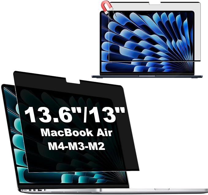 Magnetic Privacy Screen Protector for MacBook Air 13.6 / 13 Inch- Removable Anti-Glare Filter with Blue Light Reduction | Compatible with MacBook Air 13.6-inch (A3449 A3240 A3113 A2681-M2, M3, M4, M5)