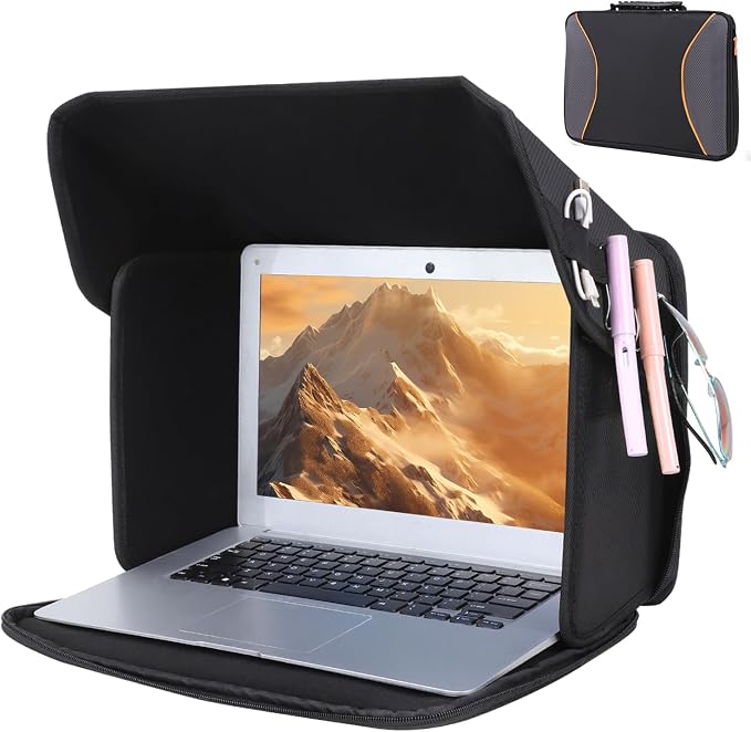 Laptop Sun Shade Laptop Sun Glare Shield Privacy Screen Hood Lightweight Laptops Sunshade Bag for Working Outside Portable Shield Cover 15-16'' (Patent Pending)