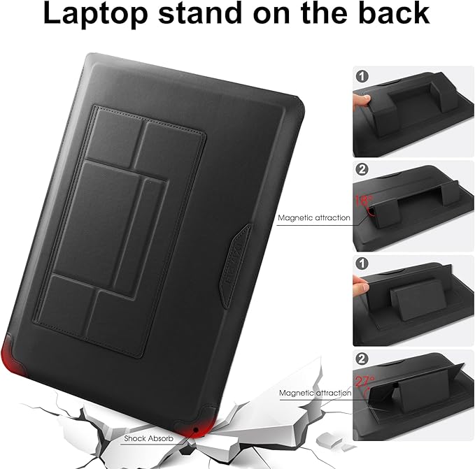 HoYiXi 15 16 Inch Laptop Sleeve Case Leather Bag for MacBook Pro 16 2021 & 2019/ASUS Vivobook 15/Huawei MateBook D15/HP 15.6" PC/MacBook Pro 15/Surface Laptop 3/Dell Inspiron 15/IdeaPad, Black