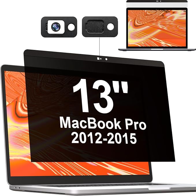 Magnetic Privacy Screen MacBook Pro 13 Inch (2012-2015), Removable Anti Blue Light Glare Filter Laptop Privacy Screen Protector with Camera Cover for Apple Mac 13''