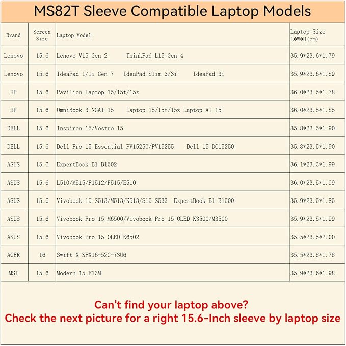 Smatree MS82T Hard Protective 15.6 inch Laptop Sleeve Case Compatible for HP OmniBook 3 NGAI 15/HP Laptop, Lenovo ThinkPad/IdeaPad, DELL 15/Pro 15/Inspiron 15, ASUS Vivobook, MSI ACER Laptop