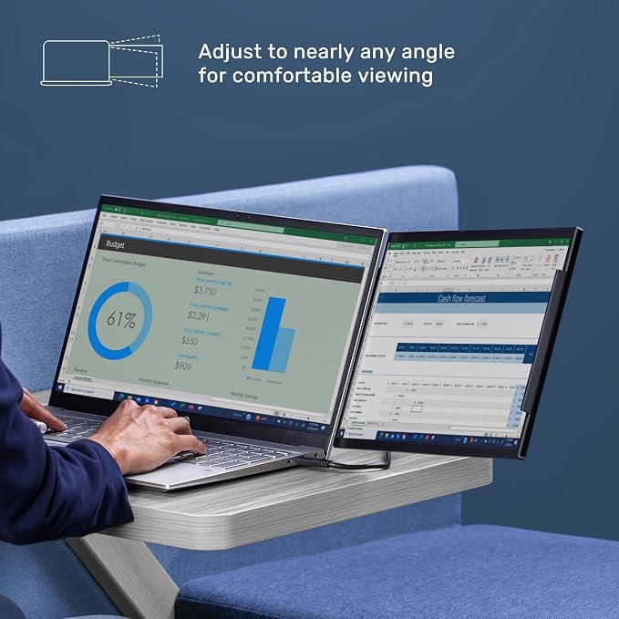 SideTrak Swivel 15.6" Attachable Portable Monitor for Laptop | FDH TFT Laptop Dual Screen | Mac, PC & Chrome Compatible | Swivel Hinge Laptop Screen Extender | USB-C Port