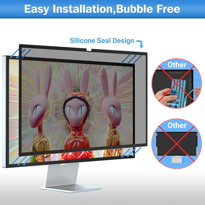 ZOEGAA 27 inch iMac Privacy Screen Filter for Studio Display, Removable Computer Screen Privacy Shield and Anti-Glare Screen Protector
