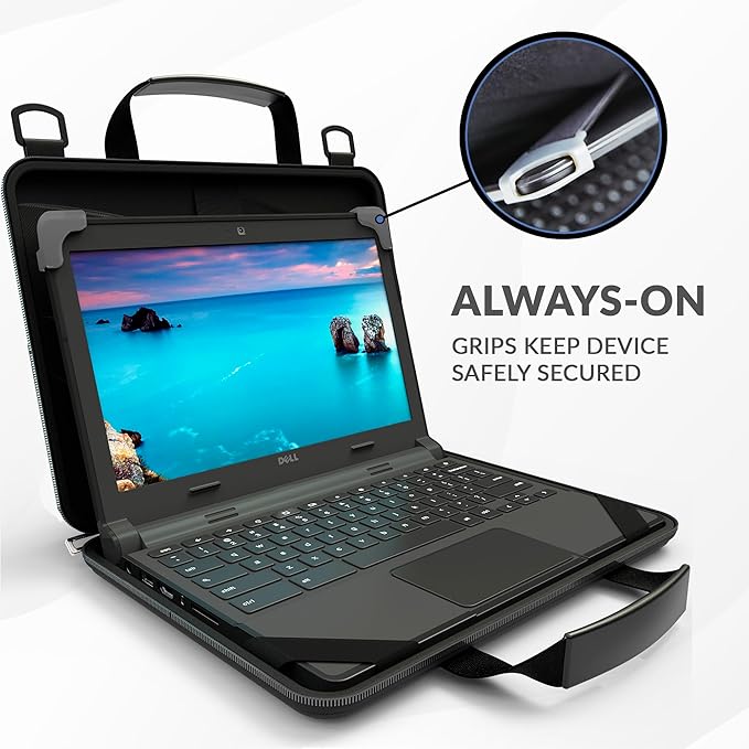 UZBL 13-14 Inch Zip Lite Always-on Chromebook Protective Hard Case with Accessory Pouch & Shoulder Strap (40 Pack)