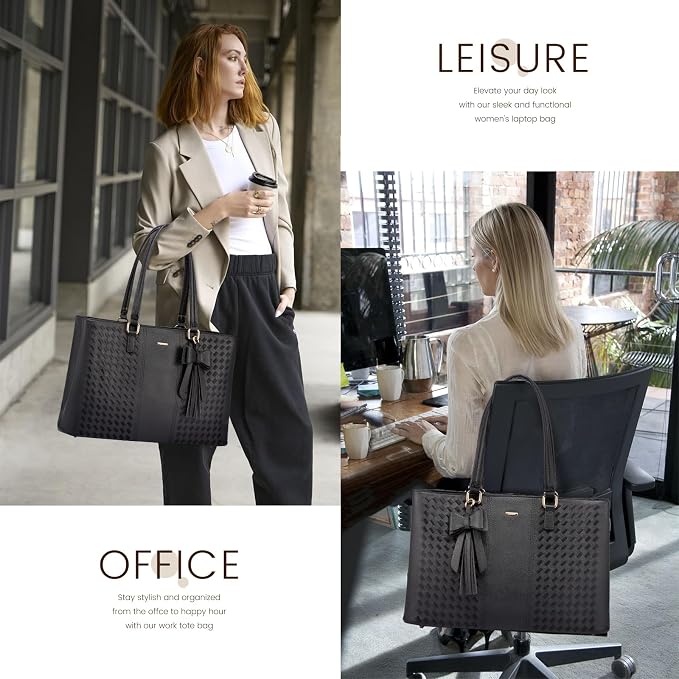 LOVEVOOK Laptop Tote Bag for Women 15.6 Inch Waterproof PU Leather Computer Bags for Business Office Work Briefcase
