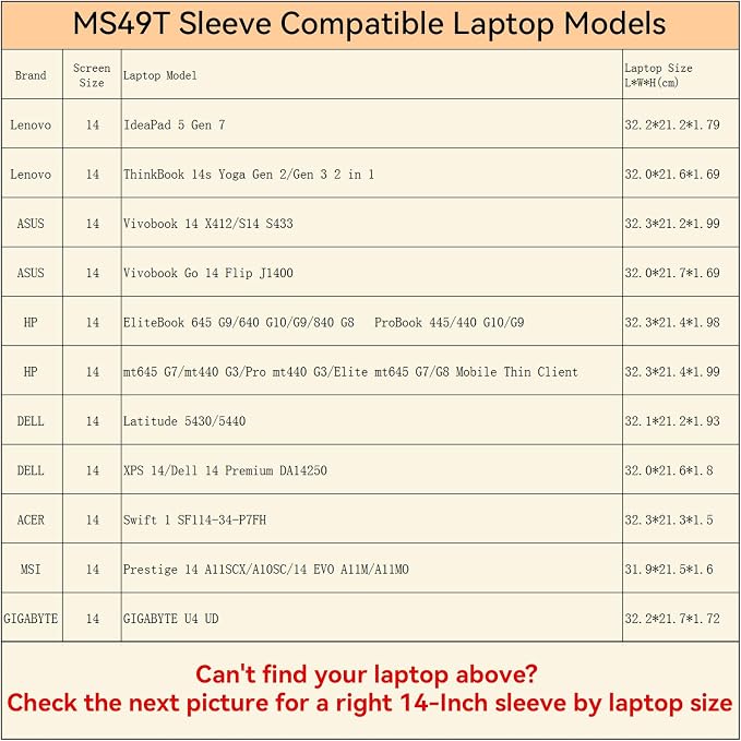 Smatree MS49T Hard Protective 14 inch Laptop Sleeve Case Compatible for DELL XPS 14/Latitude/14 Premium, Lenovo IdeaPad/ThinkBook, HP Elite/Elitebook/ProBook, ASUS Vivobook, MSI/ACER/GIGABYTE