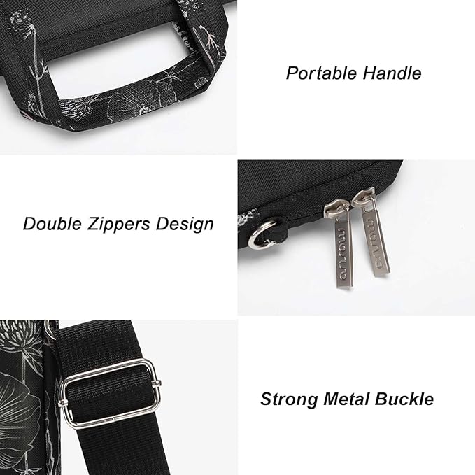 MOSISO Laptop Bag for Women 17.3 inch, 17-17.3 inch Computer Bag Compatible with MacBook, HP, Dell, Lenovo, Acer, Asus, Notebook, Laptop Messenger Shoulder Sleeve with Strap, Retro Flower