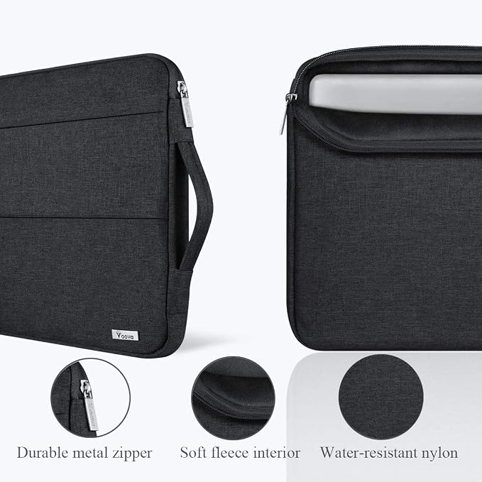 Voova 13 13.6 Inch Laptop Sleeve Case Compatible with MacBook Air 13 M1/M2/M3/M4 2020-2025, MacBook Pro 13/14, IPad Air/Pro 13, Waterproof Slim Computer Bag Cover with Handle, Black