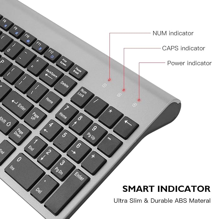 cimetech Wireless Keyboard and Mouse Combo, Compact Silent Ergonomic Scissor Switch Keyboard and Optical Mouse Set, 2.4G Lag-Free Cordless Keyboard Mice for Computer, Mac, Laptop, PC, Windows - Grey