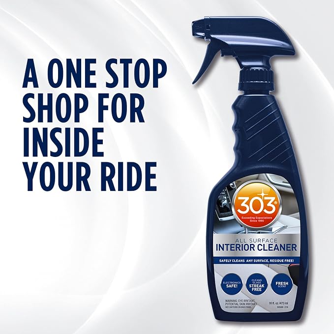 303 Products Interior Cleaner for Cars, All-Surface Auto Cleaner – Safe on Touch Screens & LCD, Residue-Free, Streak-Free Finish for Glass & Dash, 16 oz
