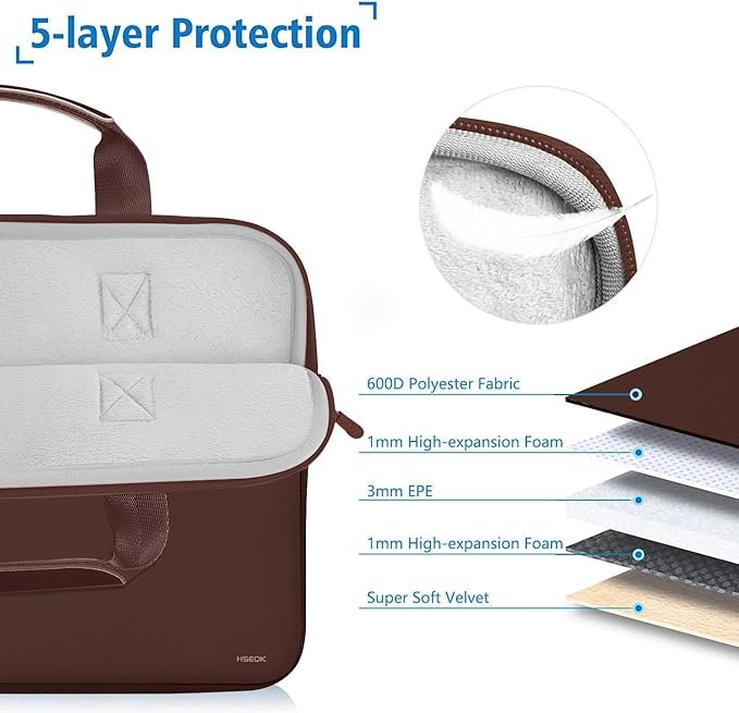 Hseok Laptop Sleeve 14 inch Case with Small Case, Compatible with MacBook Neo 14, MacBook Pro 14 M5/M4/M3/M2/M1, XPS 14 and Most 14 inch Notebooks, Neoprene Computer Handbag,Coffee