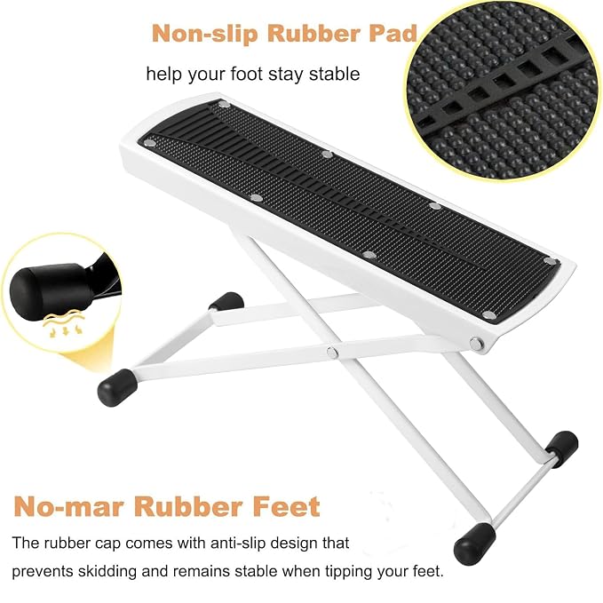Foldable Pedicure Foot Rest, 6 Heights Adjustable Foot Stand Pedicure Tool, Non-Slip Sturdy Beauty Footrest for Easy-at Home Pedicures, Pedicure Stool Assistant for Home Foot Spa Bath