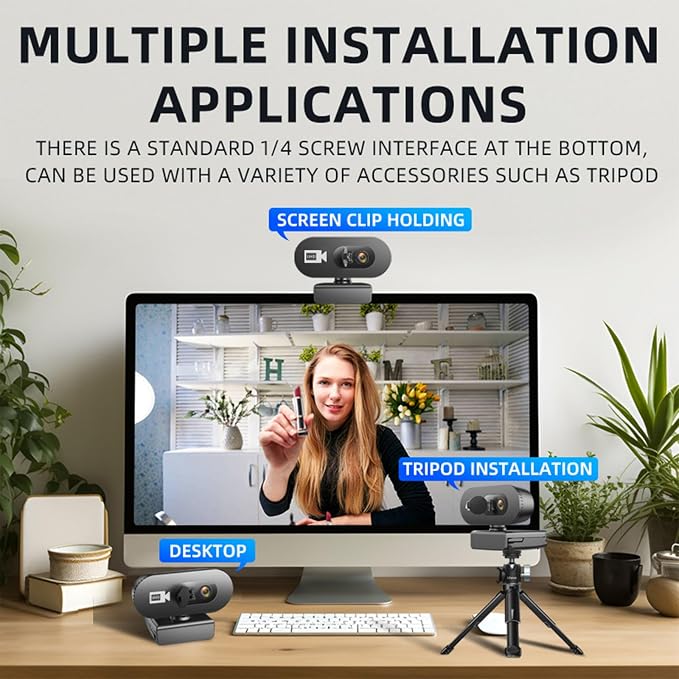 Computer Camera for Desktop 1080p Hd Web Cam Webcam with Microphone Auto Focus Desktop Camera USB Webcam for Pc Gaming Computer Accessories Cool Stuff Birthday Gifts