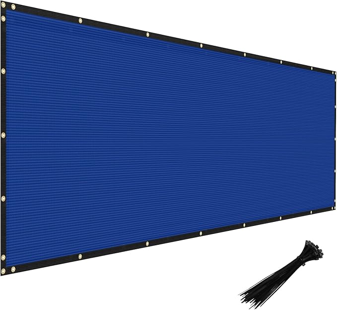 Windscreen4less Privacy Fence Screen Heavy Duty Windscreen Fencing Mesh Fabric Shade Net Cover with Brass Grommtes for Outdoor Wall Garden Yard Pool Deck, 8'x124' Blue