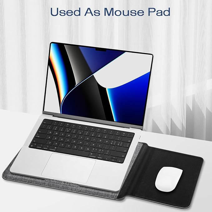 Fintie Sleeve Case for MacBook Air 13.6 A3449 A3240 A3113 A2681, Pro 14 A3427 A3426 A3434 A3401 A3185 A3112 A2992 A2918 A2779 A2442, MacBook Pro/Air/Neo 13 - Slim Bag Cover with Stand, Gray/Black