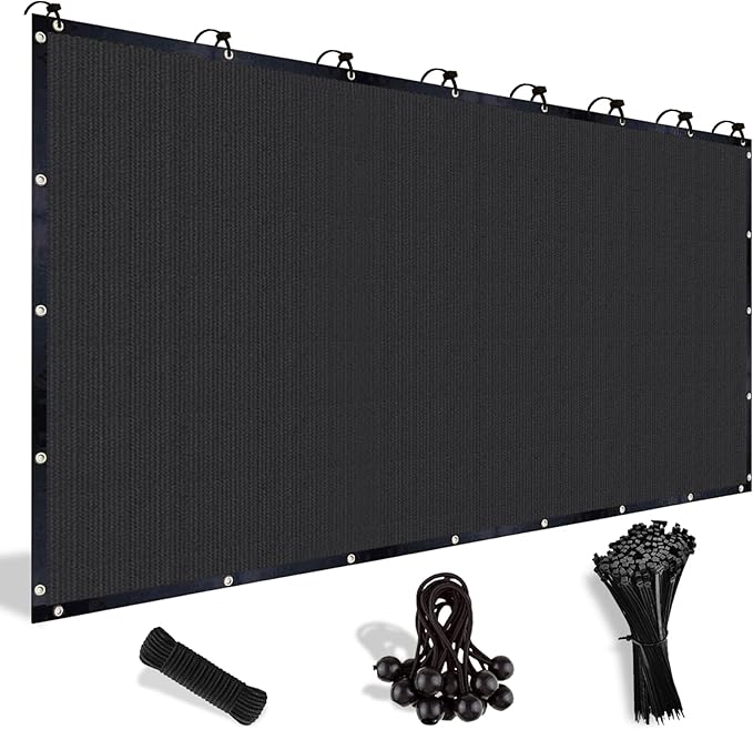Shade&Beyond 90% Sun Shade Cloth with Grommets, 6' X 8' Pergola Shade Cover Canopy, Mesh Tarp Sun Screens for Patio, Outdoor, Garden, Backyard, Black